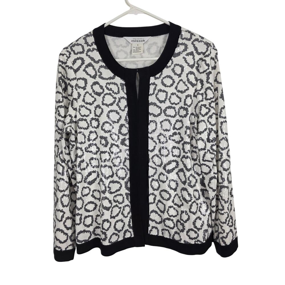 Exclusively Misook Sequin Leopard Print Cardigan … - image 1